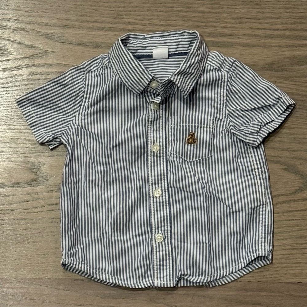 GAP Navy and White Striped Kids Button-Up Shirt
